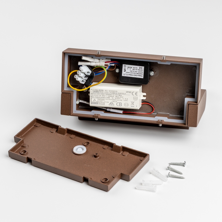 Redo 90588 - LED Udendørs væglampe med sensor FLIP LED/20W/230V CRI 90 3000K IP54 brun