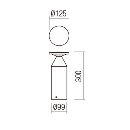 Redo 90589 - LED udendørslampe BIRO LED/12W/230V 3000K 30 cm CRI 90 IP65 antracit