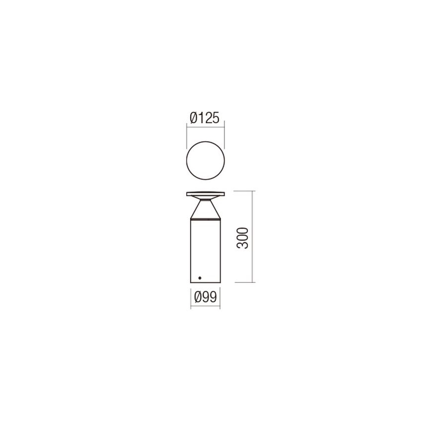 Redo 90589 - LED udendørslampe BIRO LED/12W/230V 3000K 30 cm CRI 90 IP65 antracit