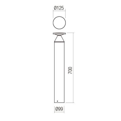 Redo 90591 - BIRO udendørs LED-lampe 12W/230V, 3000K, 70 cm, CRI 90, IP65, antracit