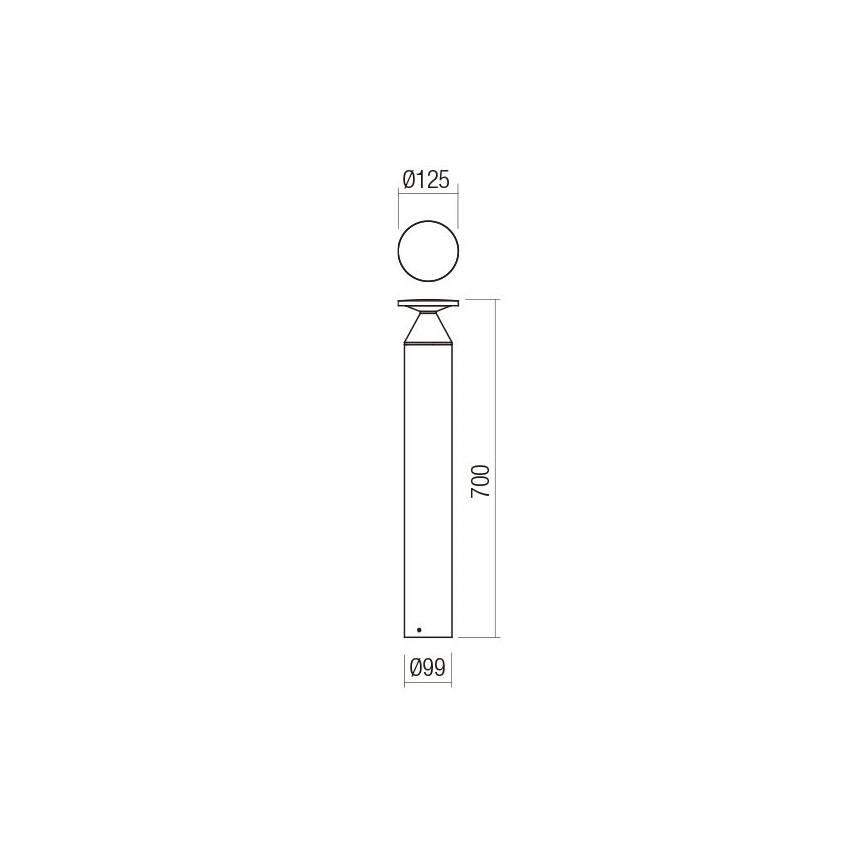 Redo 90591 - BIRO udendørs LED-lampe 12W/230V, 3000K, 70 cm, CRI 90, IP65, antracit