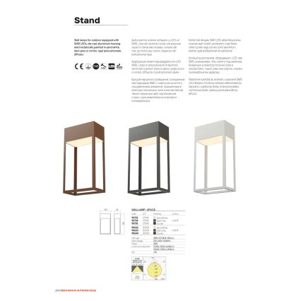 Redo 90603 - LED udendørs væglampe STAND LED/20W/230V 3000K CRI 90 IP65 antracit