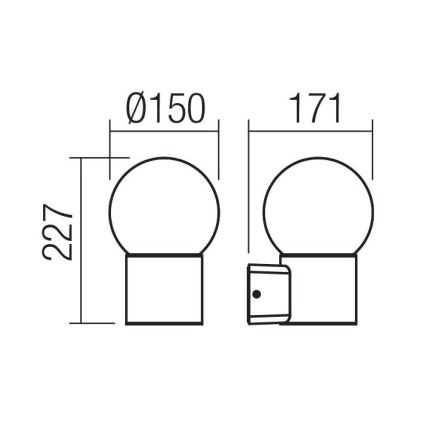 Redo 90640 - Udendørs væglampe BULK 1xE27/28W/230V IP44 antracit