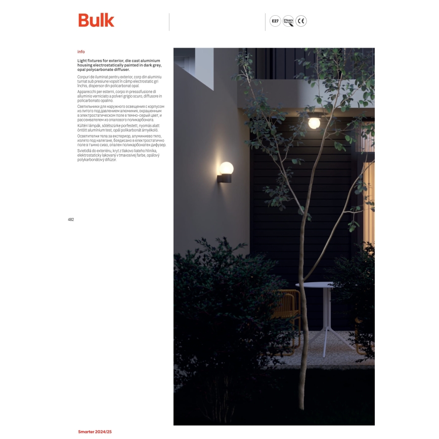 Redo 90641 - Udendørs loftlampe BULK 1xE27/28W/230V IP44 antracit
