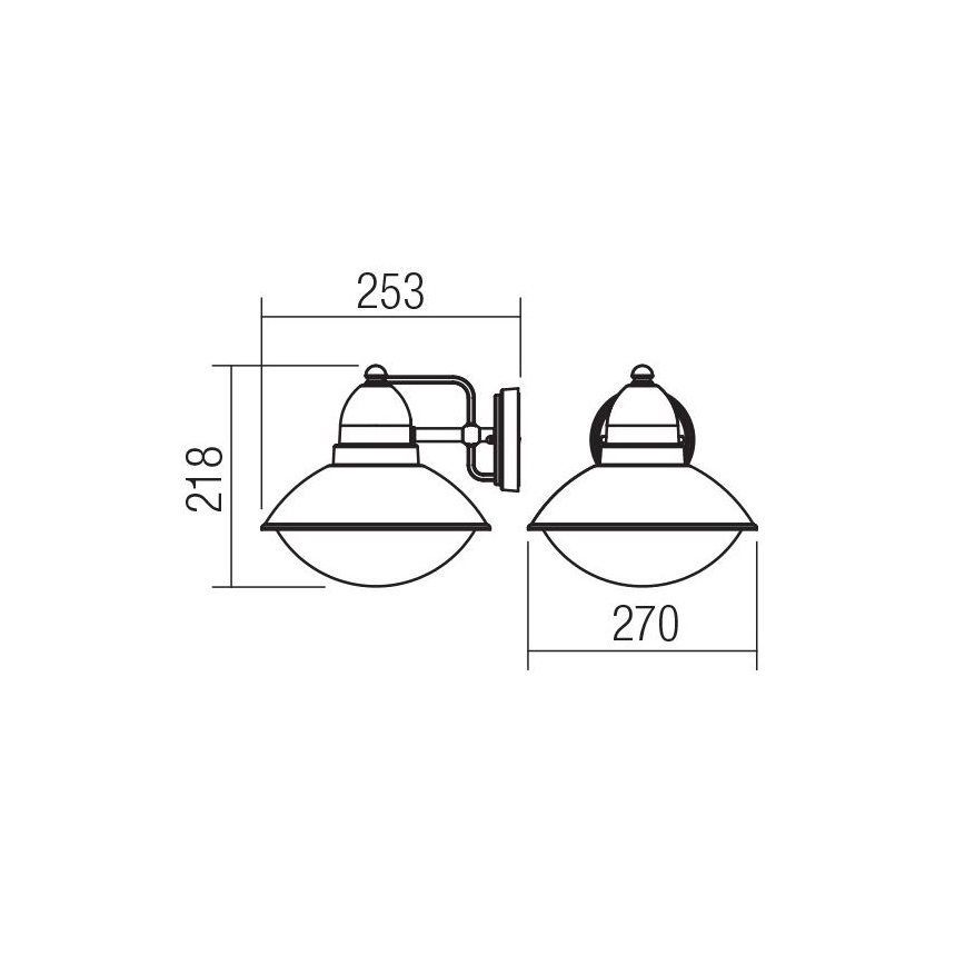 Redo 9095 - Udendørs væglys DANUBIA 1xE27/42W/230V IP44