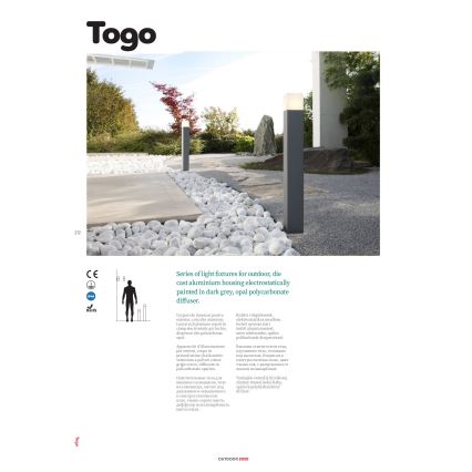 Redo 9265 - Udendørs væglys TOGO 1xE27/13W/230V IP44