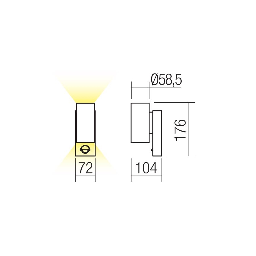 Redo 9453 - LED udendørs vægarmatur med sensor VINCE 2xLED/3W/230V IP54 antracit