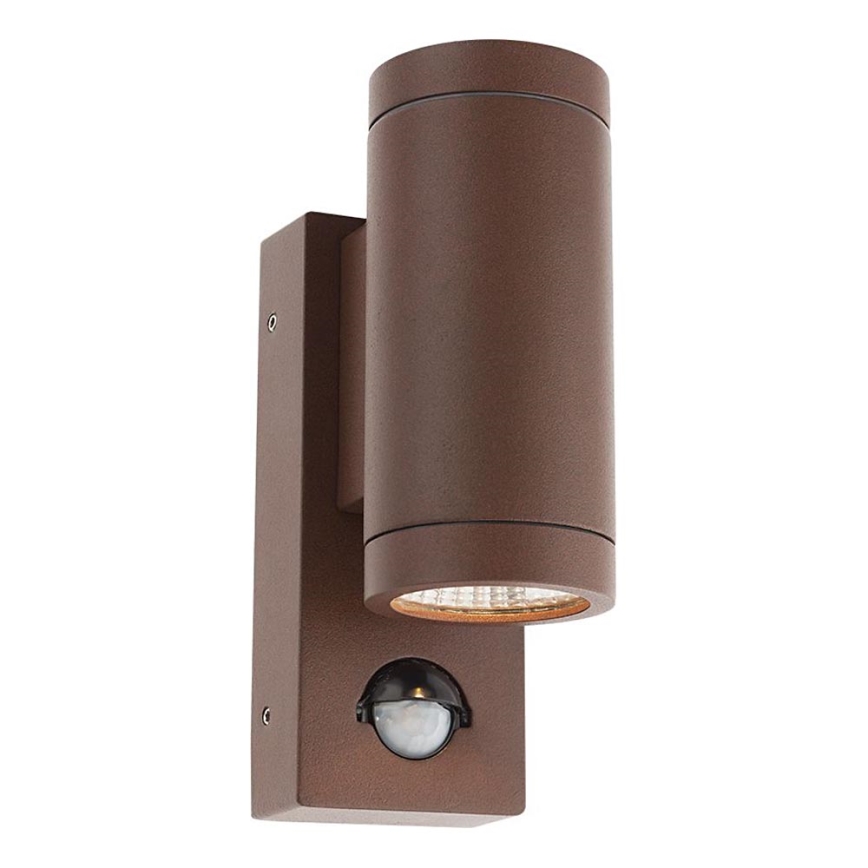 Redo 9455 - LED Udendørs væglampe med sensor VINCE 2xLED/3W/230V IP54 brun