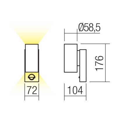 Redo 9455 - LED Udendørs væglampe med sensor VINCE 2xLED/3W/230V IP54 brun