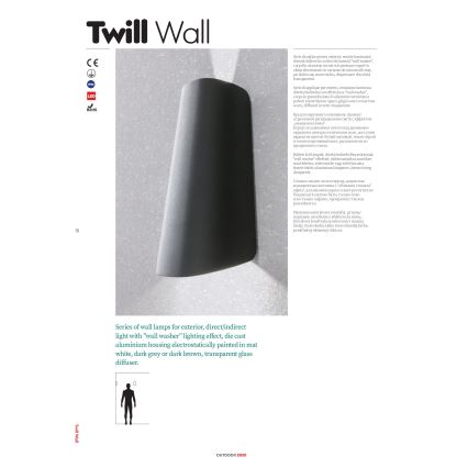 Redo 9536 - LED udendørs vægarmatur TWILL LED/11W/230V IP65