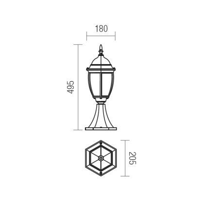 Redo 9606 - Udendørslampe SEVILLA 1xE27/42W/230V IP44 guldfarvet/patina