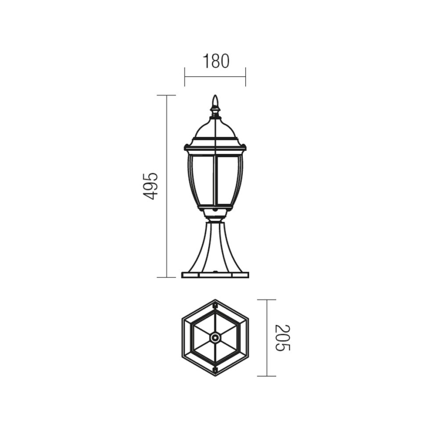 Redo 9606 - Udendørslampe SEVILLA 1xE27/42W/230V IP44 guldfarvet/patina