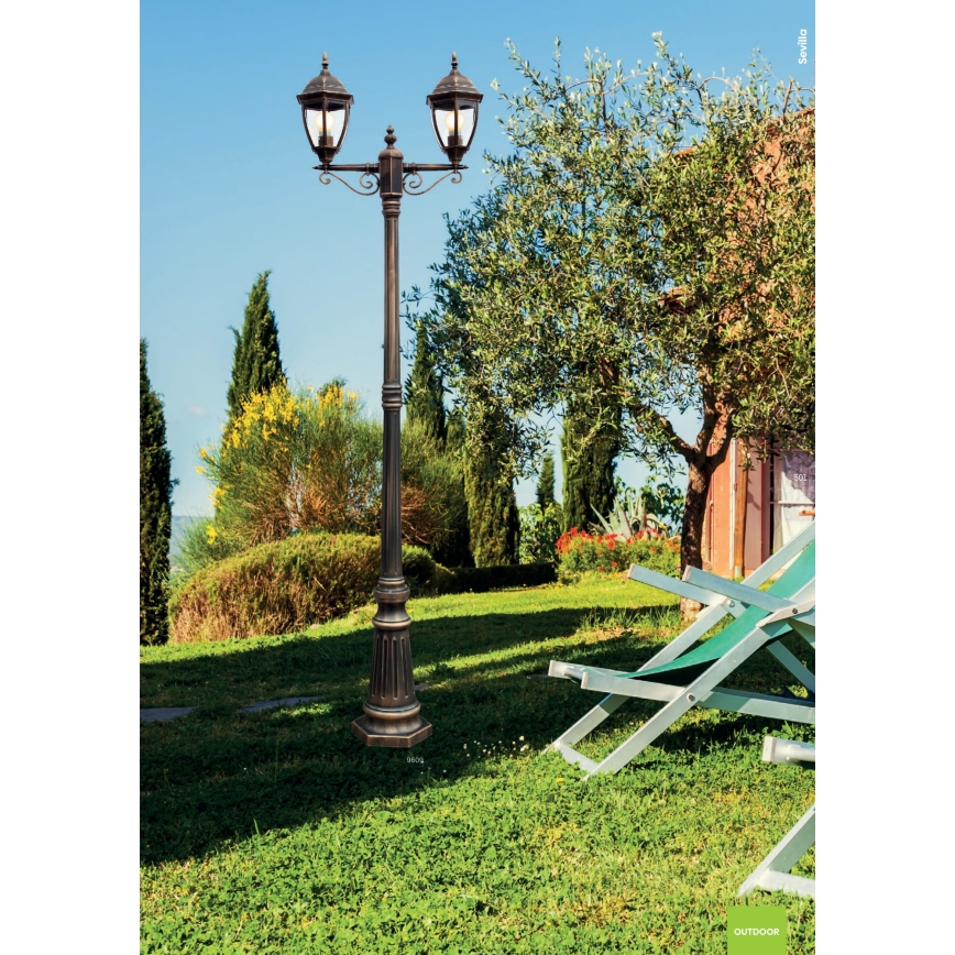 Redo 9609 - Udendørslampe SEVILLA 2xE27/42W/230V IP44 guldfarvet/patina