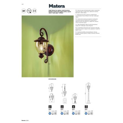 Redo 9634 - Udendørslampe MATERA 1xE27/42W/230V IP33