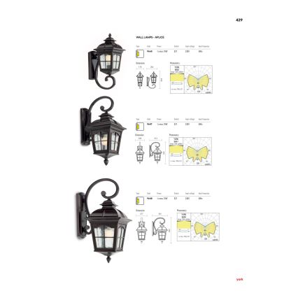 Redo 9648 - Udendørs væglampe YORK 1xE27/70W/230V IP44 brun