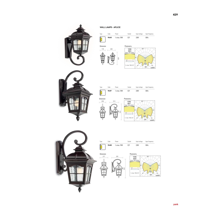 Redo 9648 - Udendørs væglampe YORK 1xE27/70W/230V IP44 brun