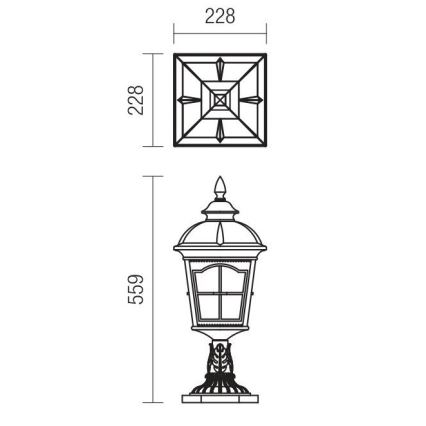 Redo 9652 - Udendørslampe YORK 1xE27/70W/230V IP44 brun