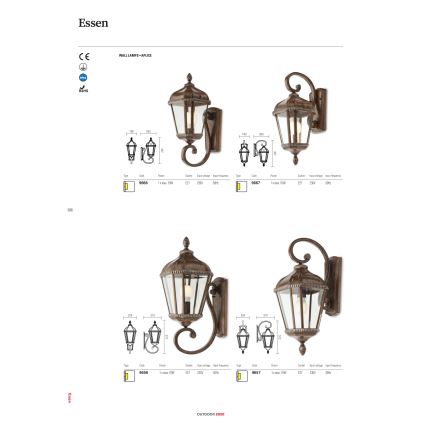 Redo 9656 - Udendørs væglampe ESSEN 1xE27/70W/230V IP44 brun/patina