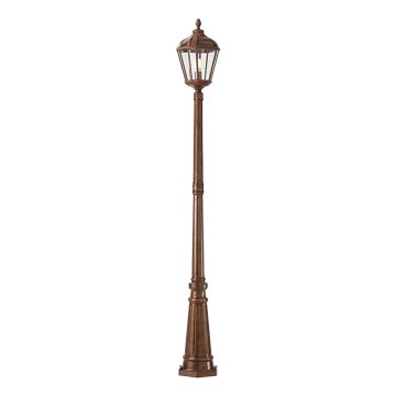 Redo 9662 - Udendørslampe ESSEN 1xE27/70W/230V 221,5 cm IP44 brun/patina