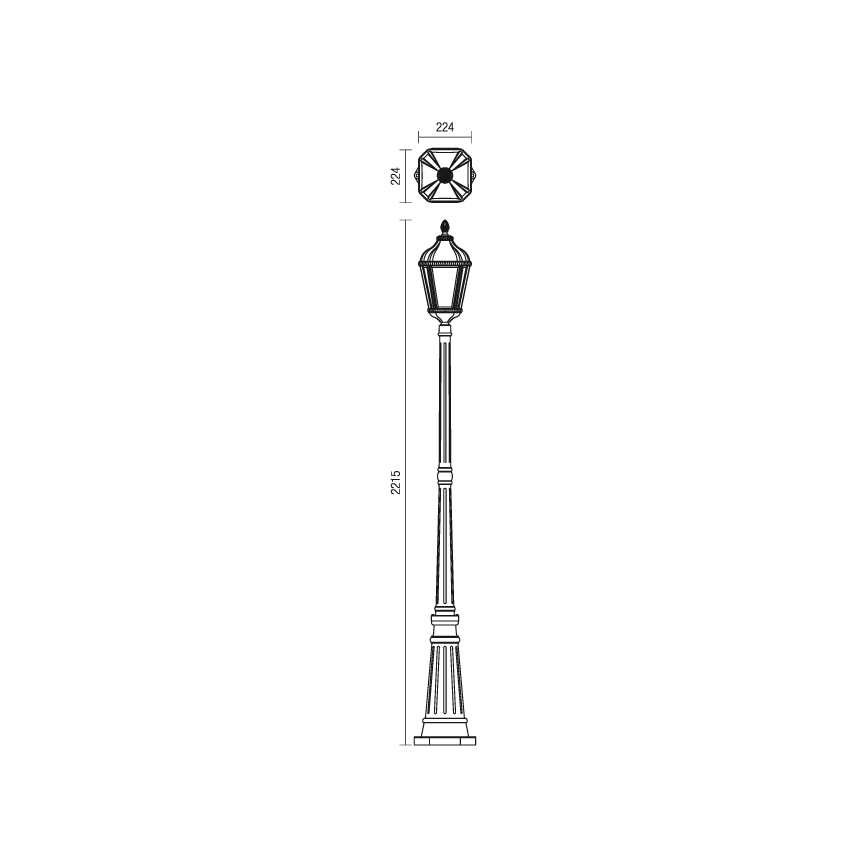 Redo 9662 - Udendørslampe ESSEN 1xE27/70W/230V 221,5 cm IP44 brun/patina