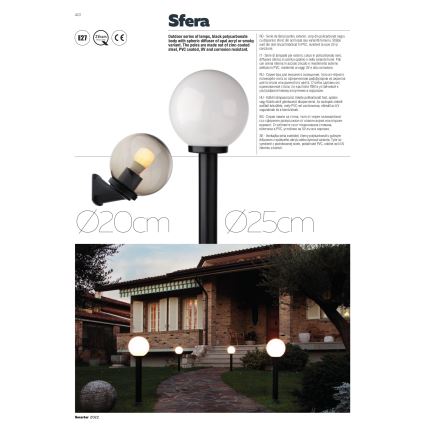 Redo 9769 - Udendørslampe SFERA 1xE27/28W/230V IP44