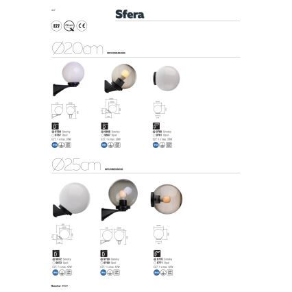 Redo 9770 - Reserveskærm til udendørs lampe SFERA diameter 25 cm IP44 brun