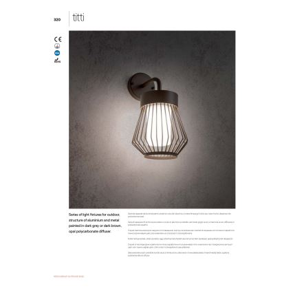 Redo 9843 - Udendørs væglampe TITTI 1xE27/42W/230V IP44 antracit