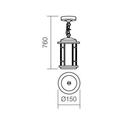 Redo 9956 - Udendørspendel med kædeophæng BRISTOL 1xE327/42W230V IP23