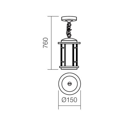 Redo 9956 - Udendørspendel med kædeophæng BRISTOL 1xE327/42W230V IP23