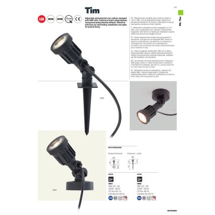 Redo 9997 - LED udendørslampe TIM LED/5W/230V 3000K IP65