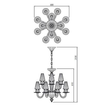 Redo IID C12 51 - Pendel med kædeophæng IDILLIO 12xG9/48W/230V