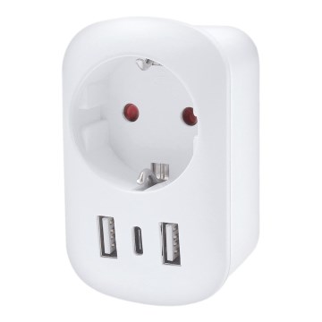 Rejseadapter til UK 230V 2x USB-A + 1x USB-C