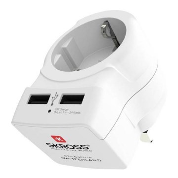 Rejseadapter til UK 230V + 2x USB-port