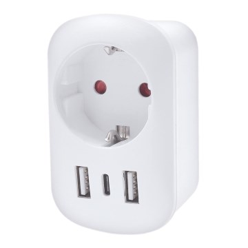 Rejseadapter til USA 230V 2x USB-A + 1x USB-C