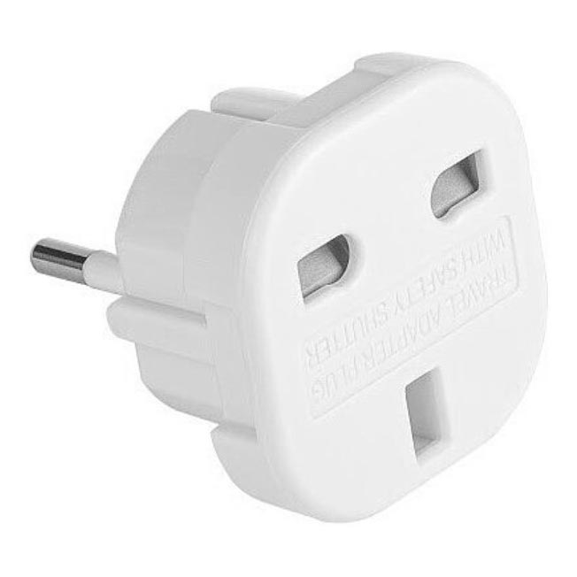 Rejseadapter UK/EU 230V hvid