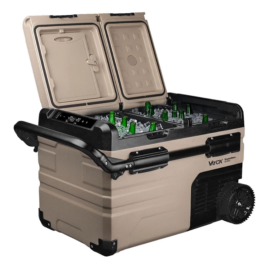 Rejsekøleskab med LCD-display 39 l 230V/12V/24V brun
