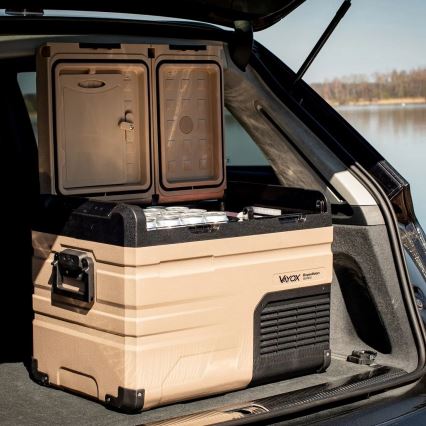 Rejsekøleskab med LCD-display 39 l 230V/12V/24V brun