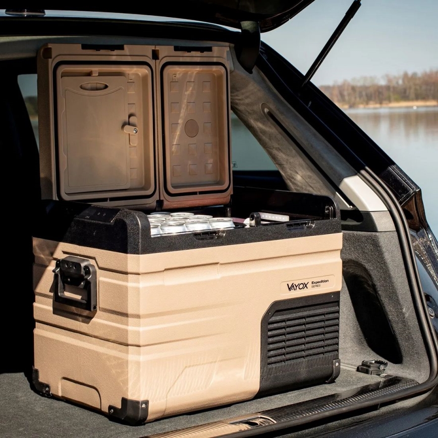 Rejsekøleskab med LCD-display 39 l 230V/12V/24V brun