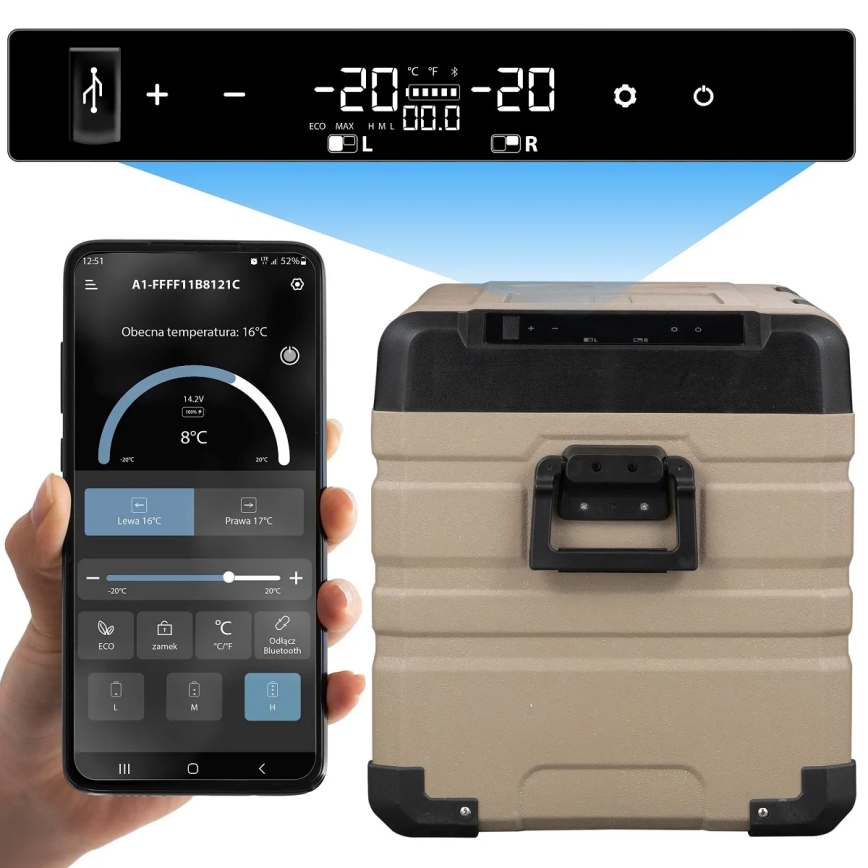 Rejsekøleskab med LCD-display 39 l 230V/12V/24V brun