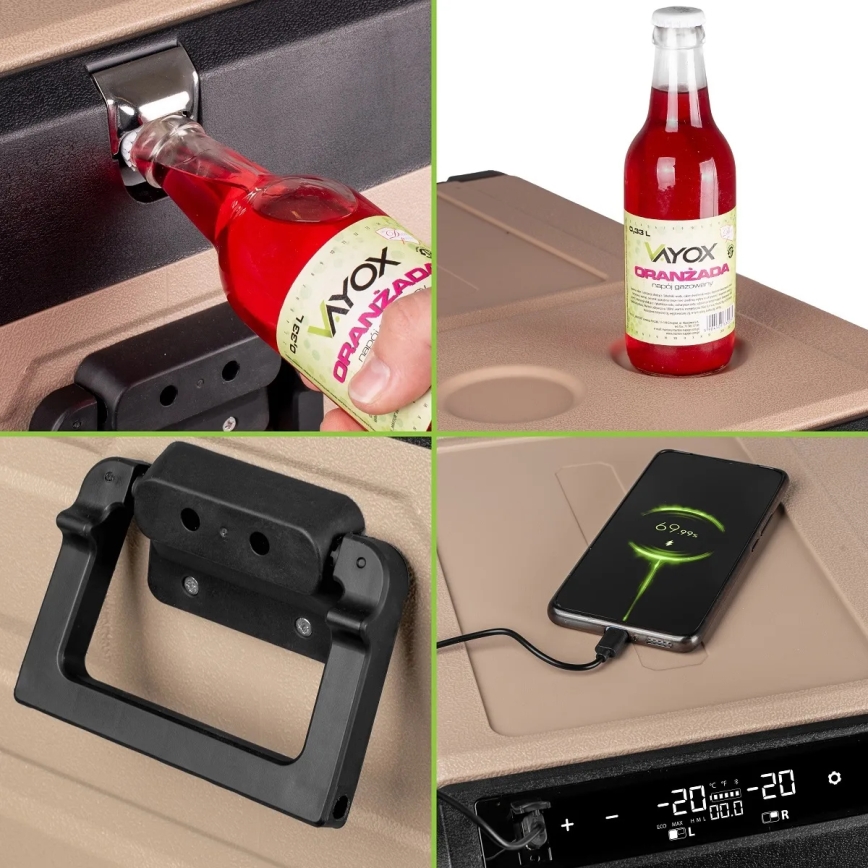 Rejsekøleskab med LCD-display 39 l 230V/12V/24V brun