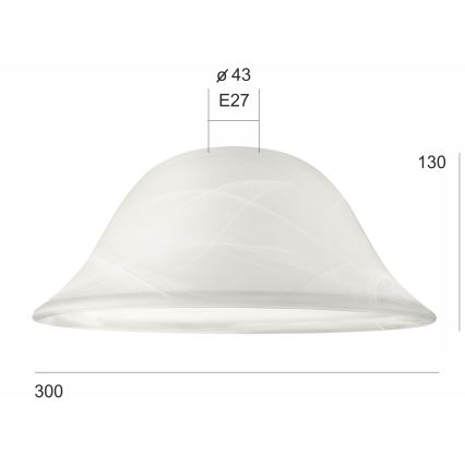 Reserveglas til lysekrone SFERA E27 130x300 mm hvid