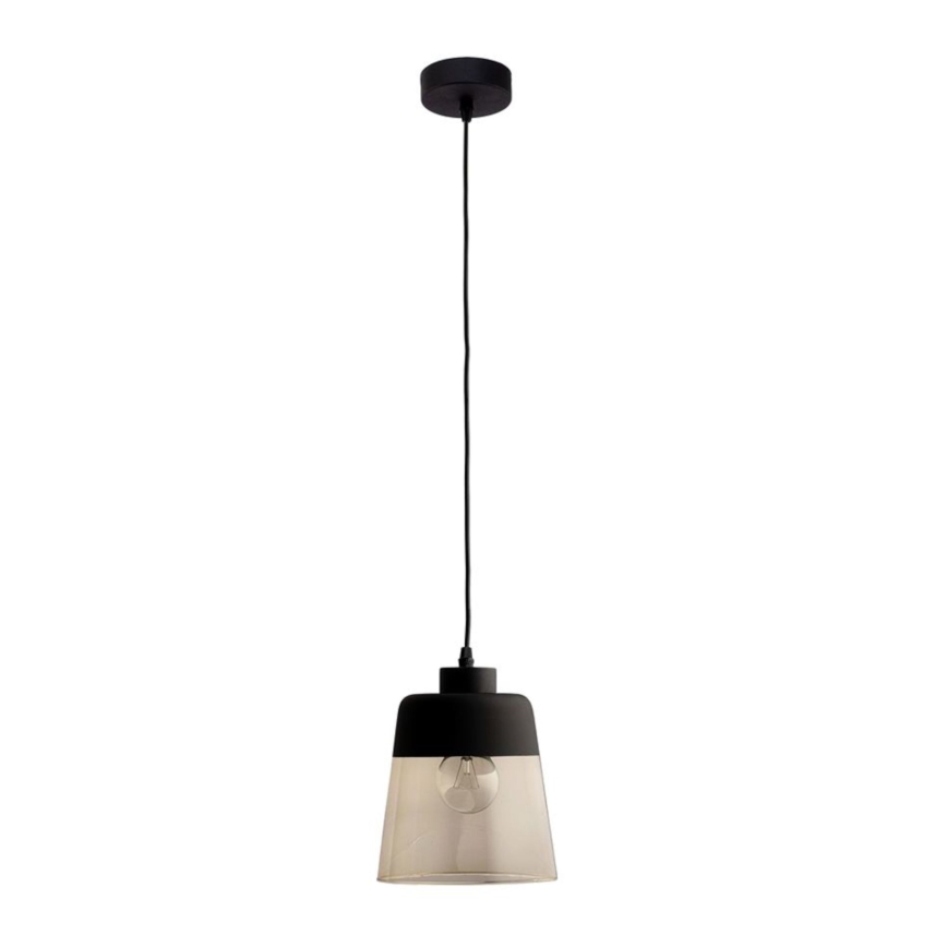 Reserveglas til lysekrone AMBER E27, Ø 15,5 cm, sort/røget beige