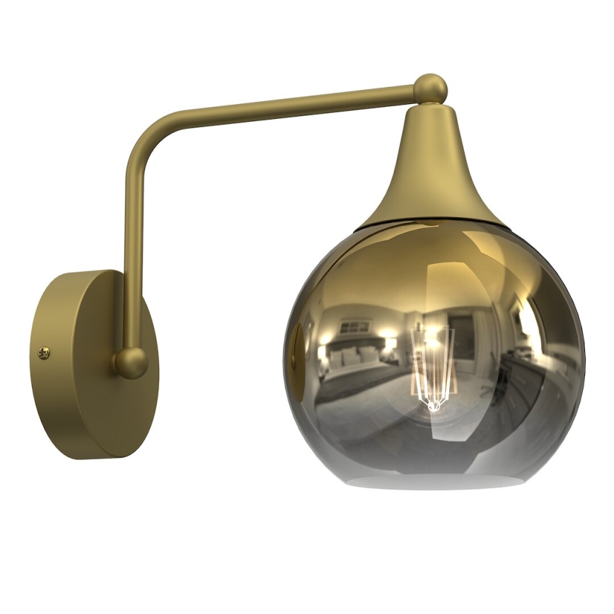 Reserveglas til pendel og væglampe MONTE E27 diameter 15 cm guldfarvet/røget