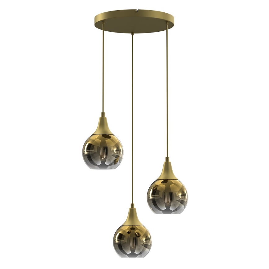 Reserveglas til pendel og væglampe MONTE E27 diameter 15 cm guldfarvet/røget