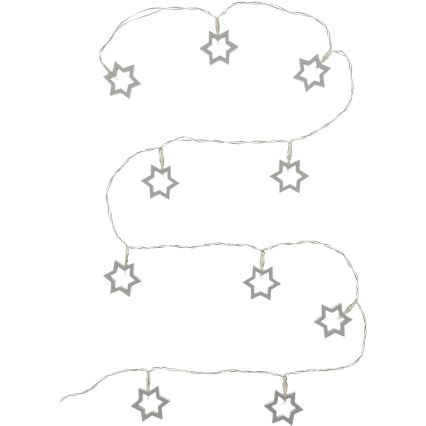 Dekorativ LED lyskæde 10xLED/2xAA 1,8m varm hvid