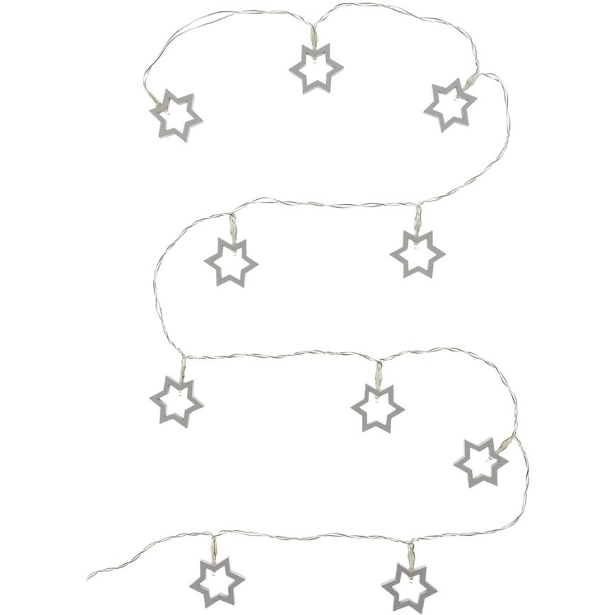 Dekorativ LED lyskæde 10xLED/2xAA 1,8m varm hvid