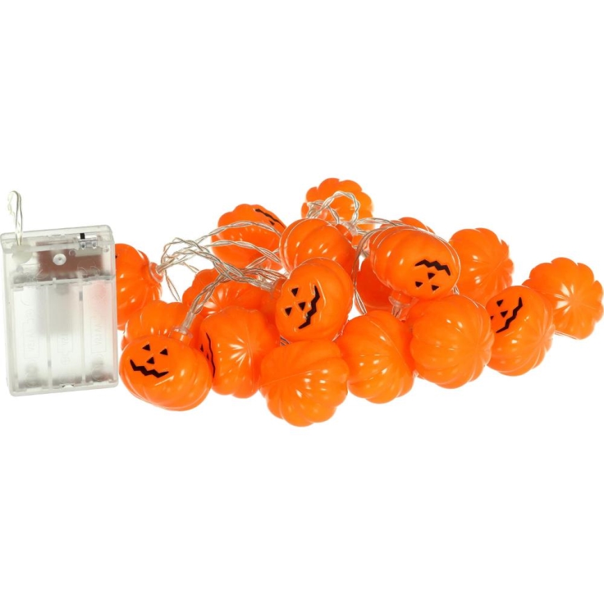 Dekorativ LED lyskæde HALLOWEEN 20xLED/3xAA/varm hvid 3,3 m græskar