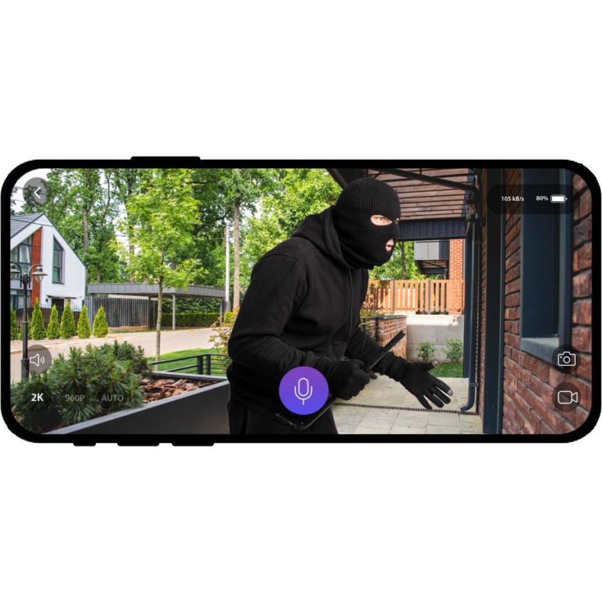 Dørklokke med video med bevægelsessensor 5MPx 1440p 5200 mAh Wi-Fi IP65 antracit