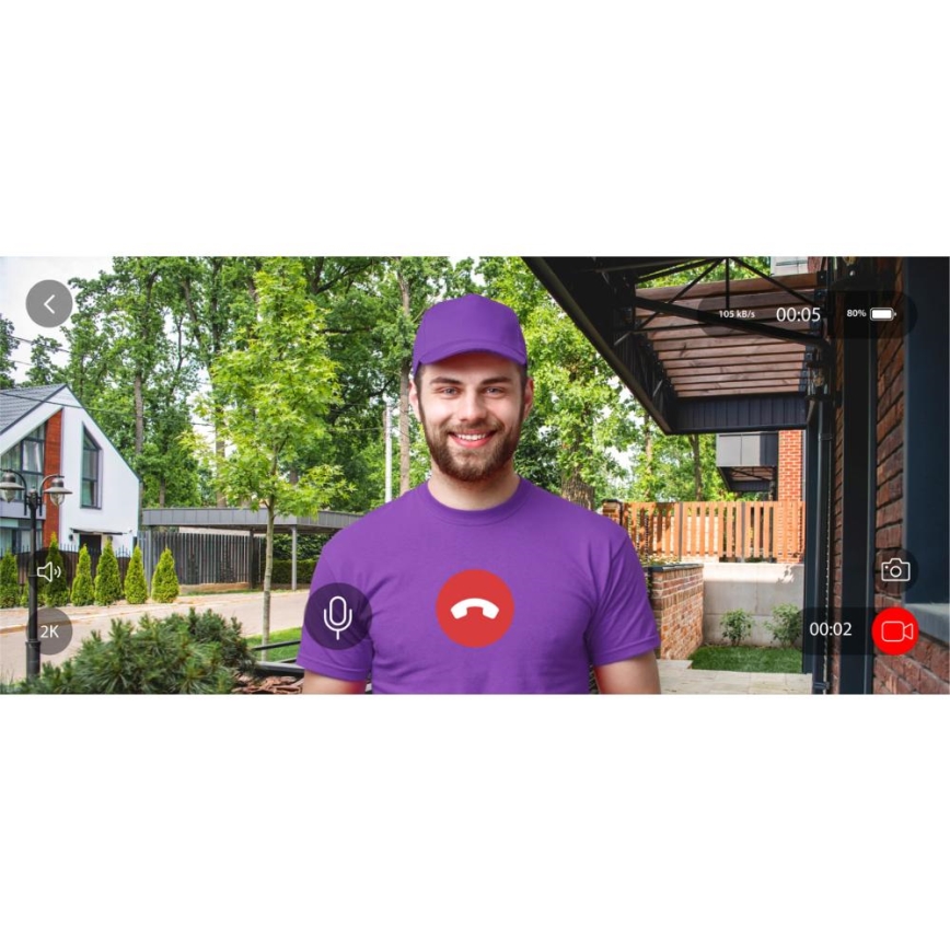 Dørklokke med video med bevægelsessensor 5MPx 1440p 5200 mAh Wi-Fi IP65 antracit