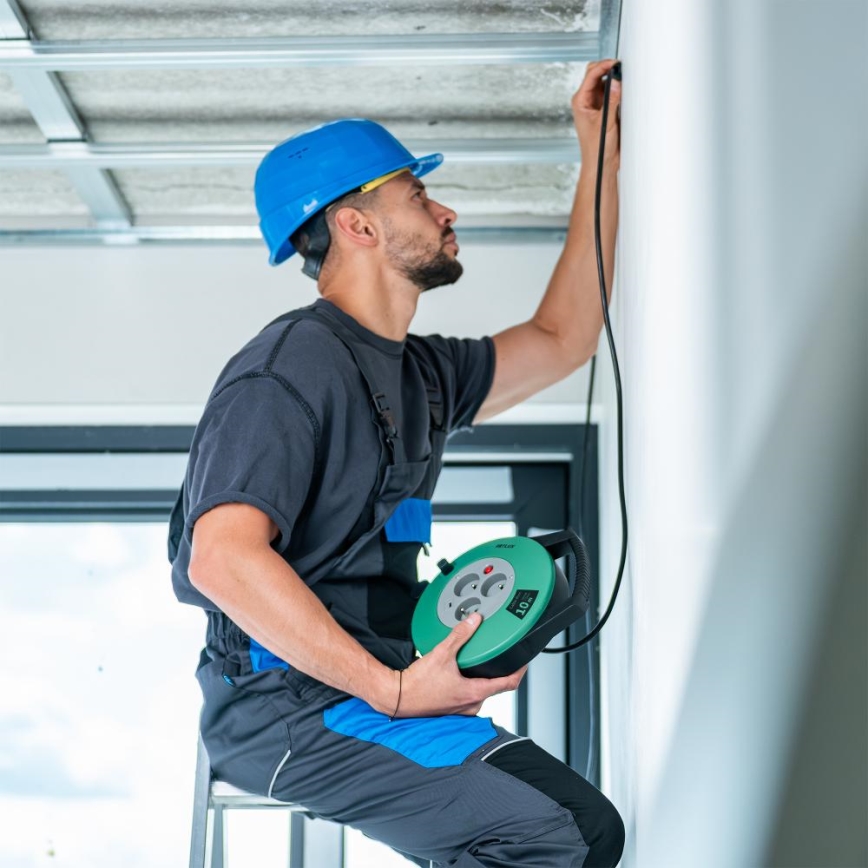 Retlux - Forlængerledning på tromle 3Z Type E 10 m grøn/sort